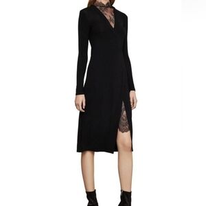 BCBGMaxAzria Elegant Black Lace Long Sleeve Dress